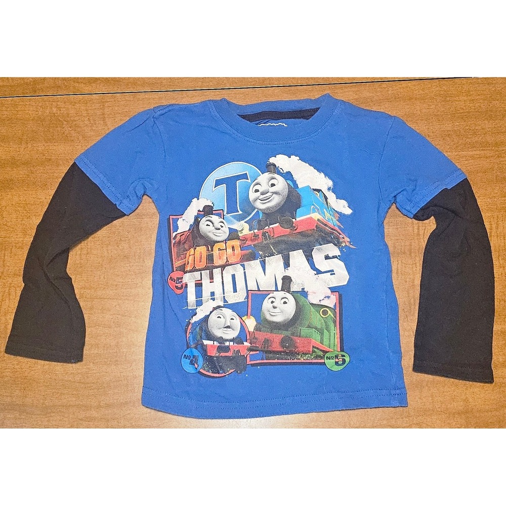 Vintage Y2K Thomas Tank Long Sleeve Faux Layer  Go Go Thomas T-Shirt 4T  Blue A0